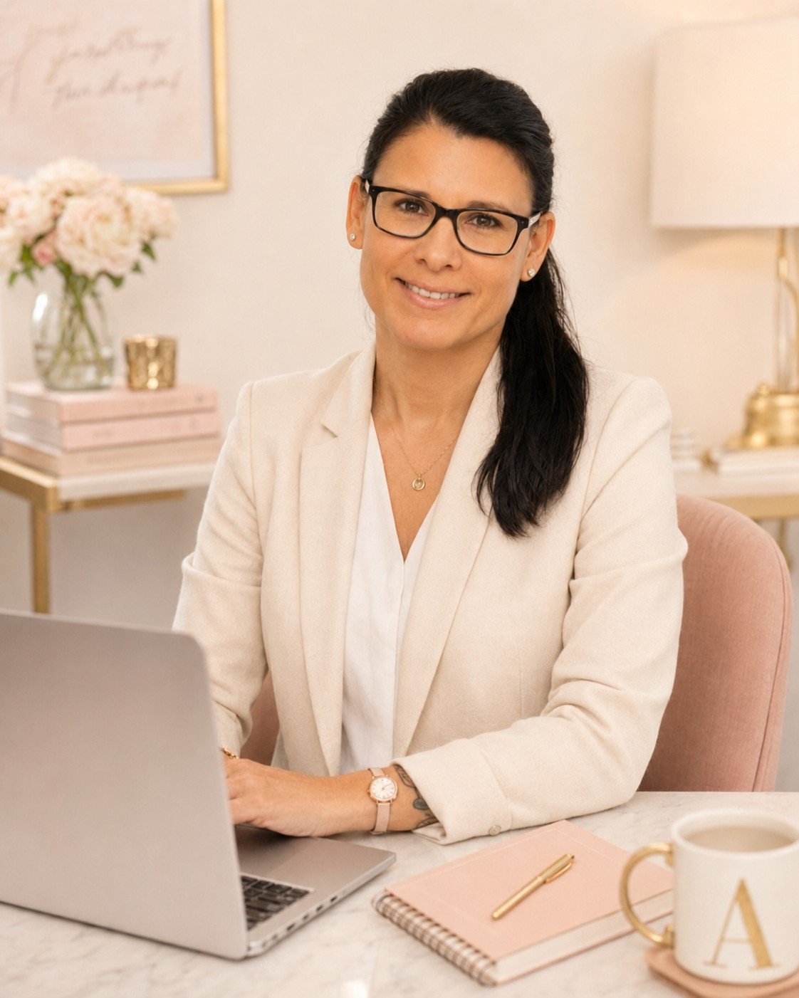 Martina Hombach an ihrem Laptop, vertieft in ihre Arbeit als Autorin.
